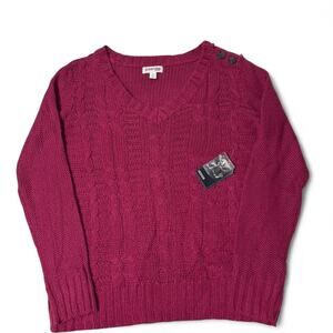 St. John's Bay pink cable knit sweater with button details Size Medium NWT